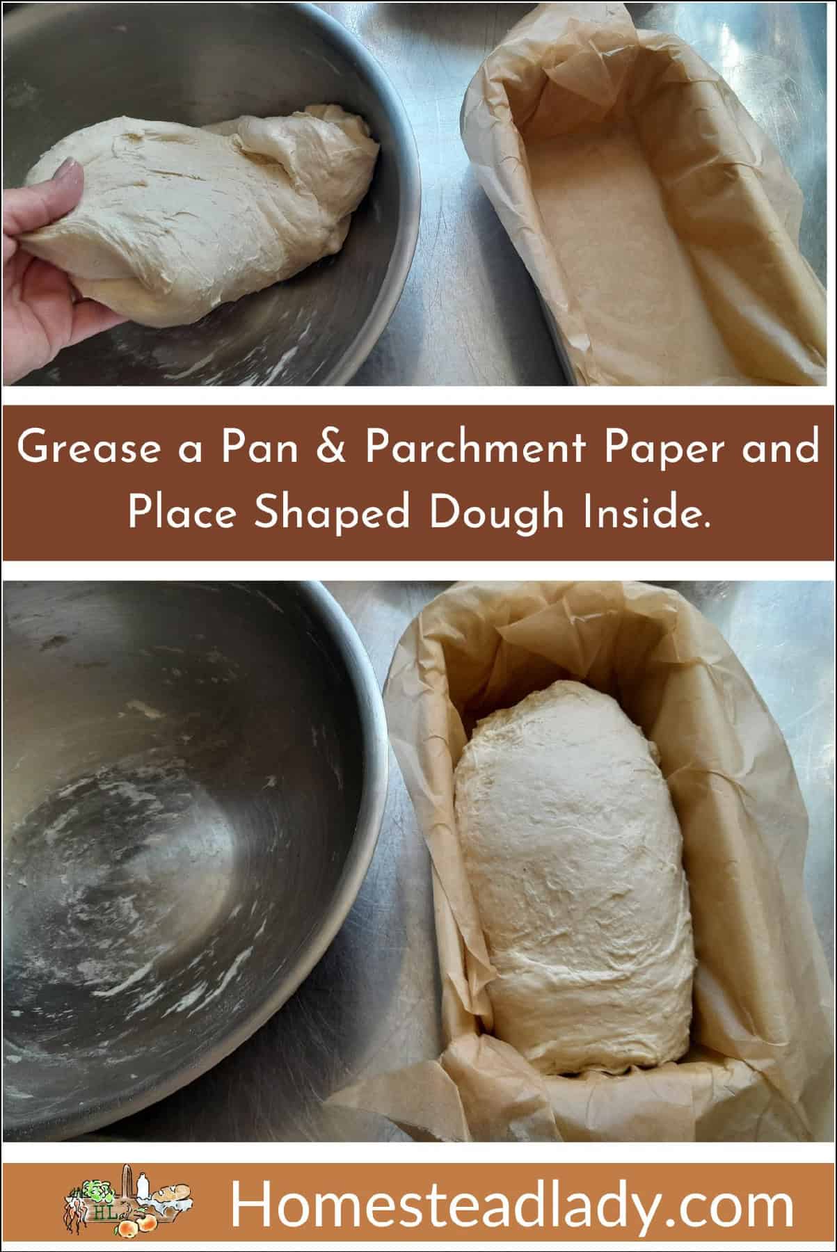 sourdough bread dough in a pan