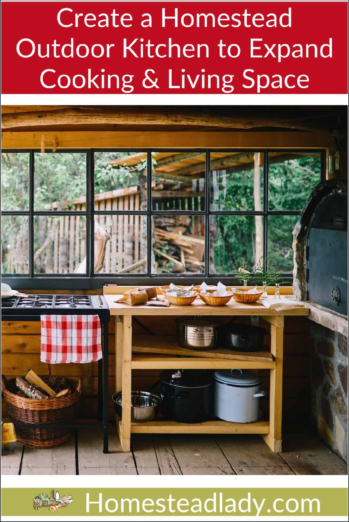an outdoor kitchen on a homestead
