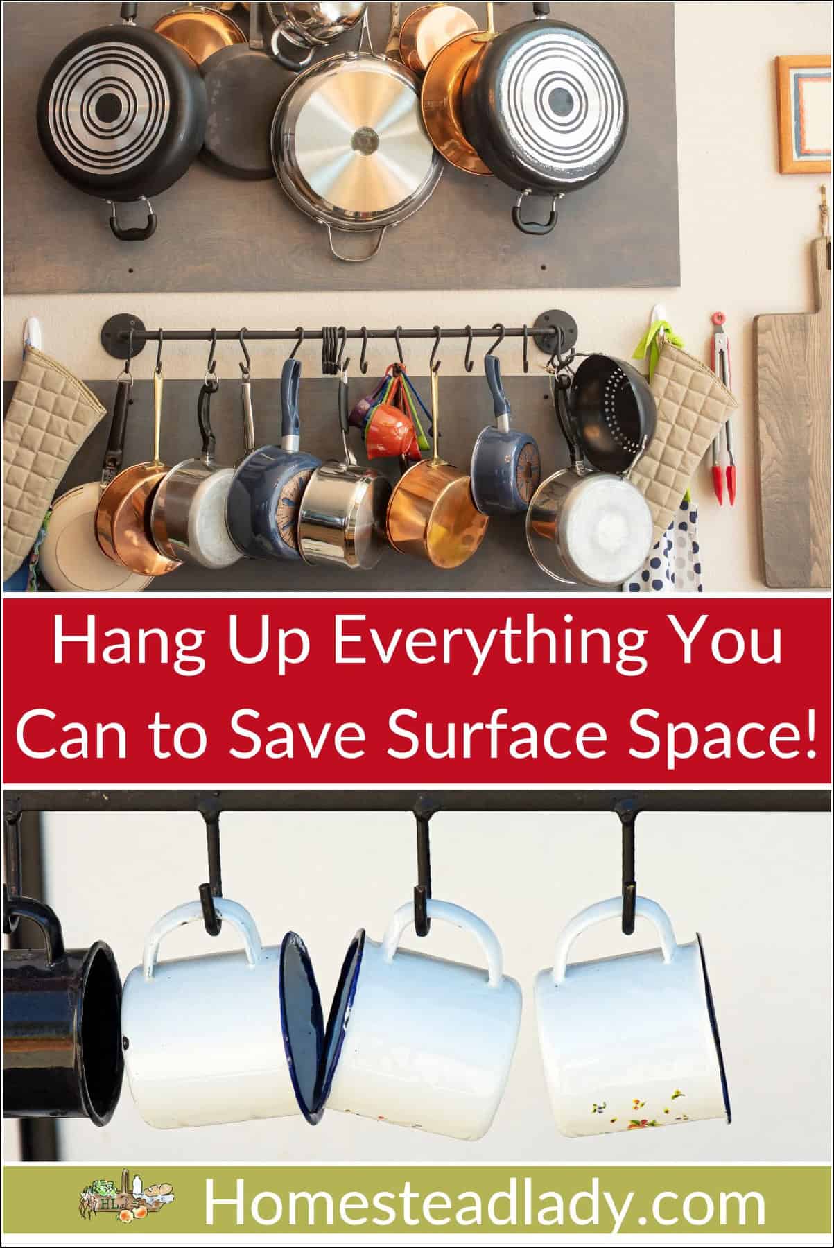 hanging pans and cups in a tiny house