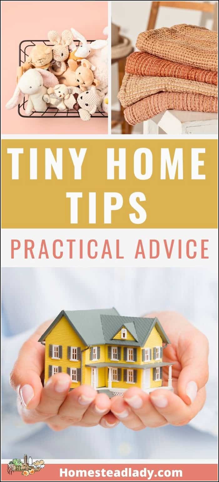 toys in a basket, folded linens, a tiny house model