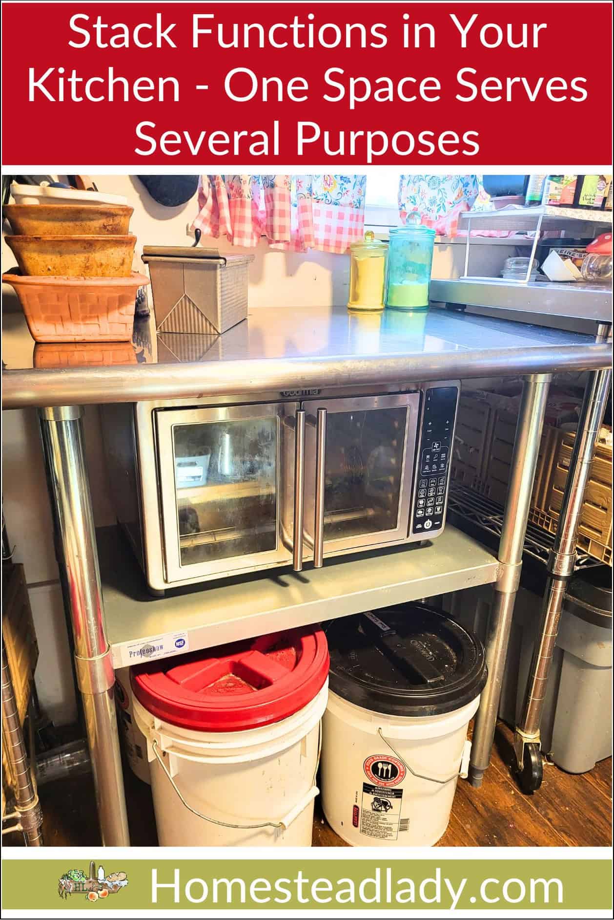 Kitchen shelves and a toaster oven