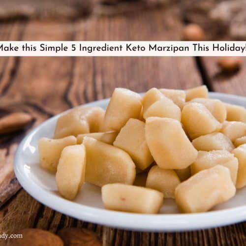 keto marzipan sliced on a plate