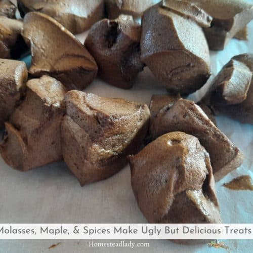 silly Halloween treats - goblin liver marshmallows on parchment paper