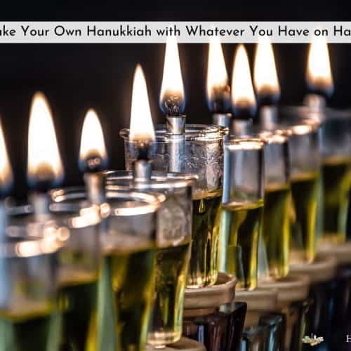 homemade hanukkiah made of glasses