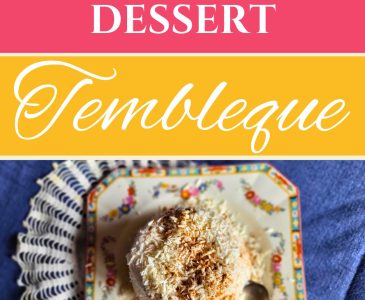 coconut milk dessert tembleque on a blue tablecloth