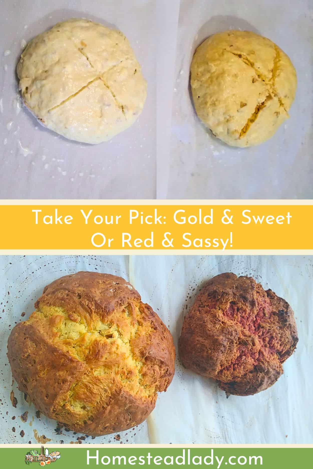 golden and red Irish soda bread on parchment paper