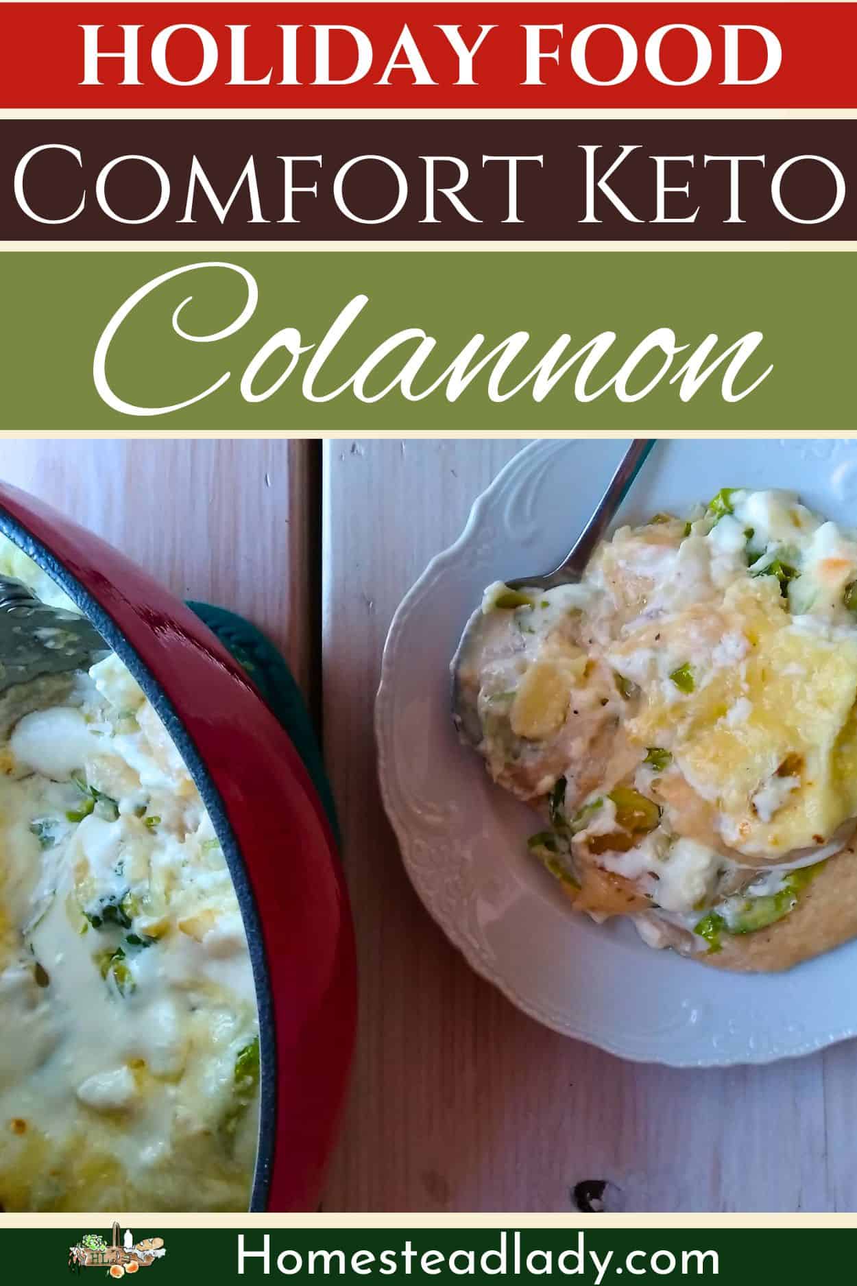 keto colcannon on a plate and in a dish