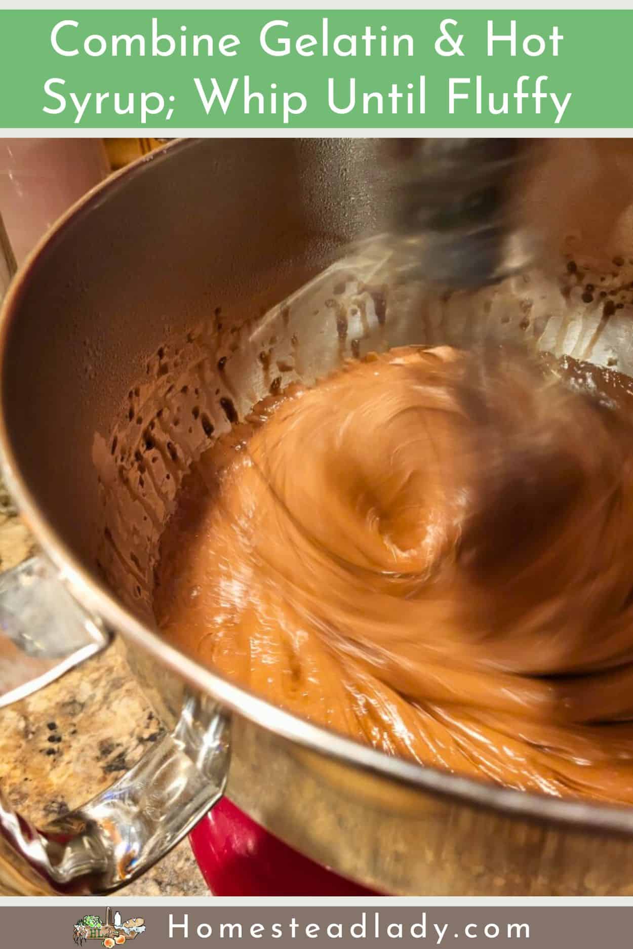 chocolate marshmallows being mixed in a bowl
