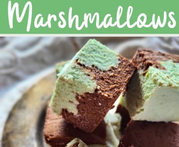 homemade peppermint marshmallows on a silver plate