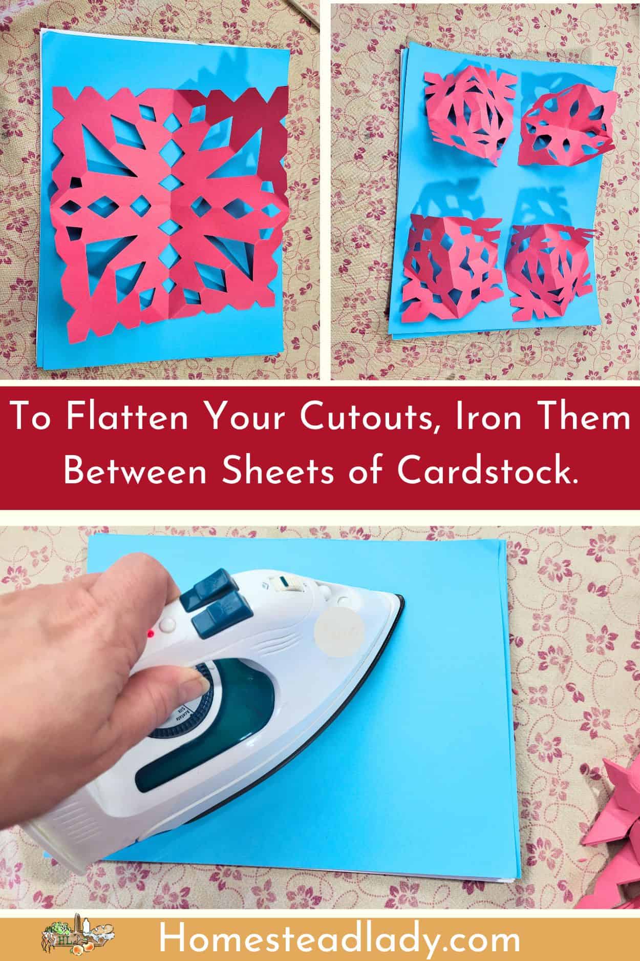 cut outs for paper lanterns being ironed flat 