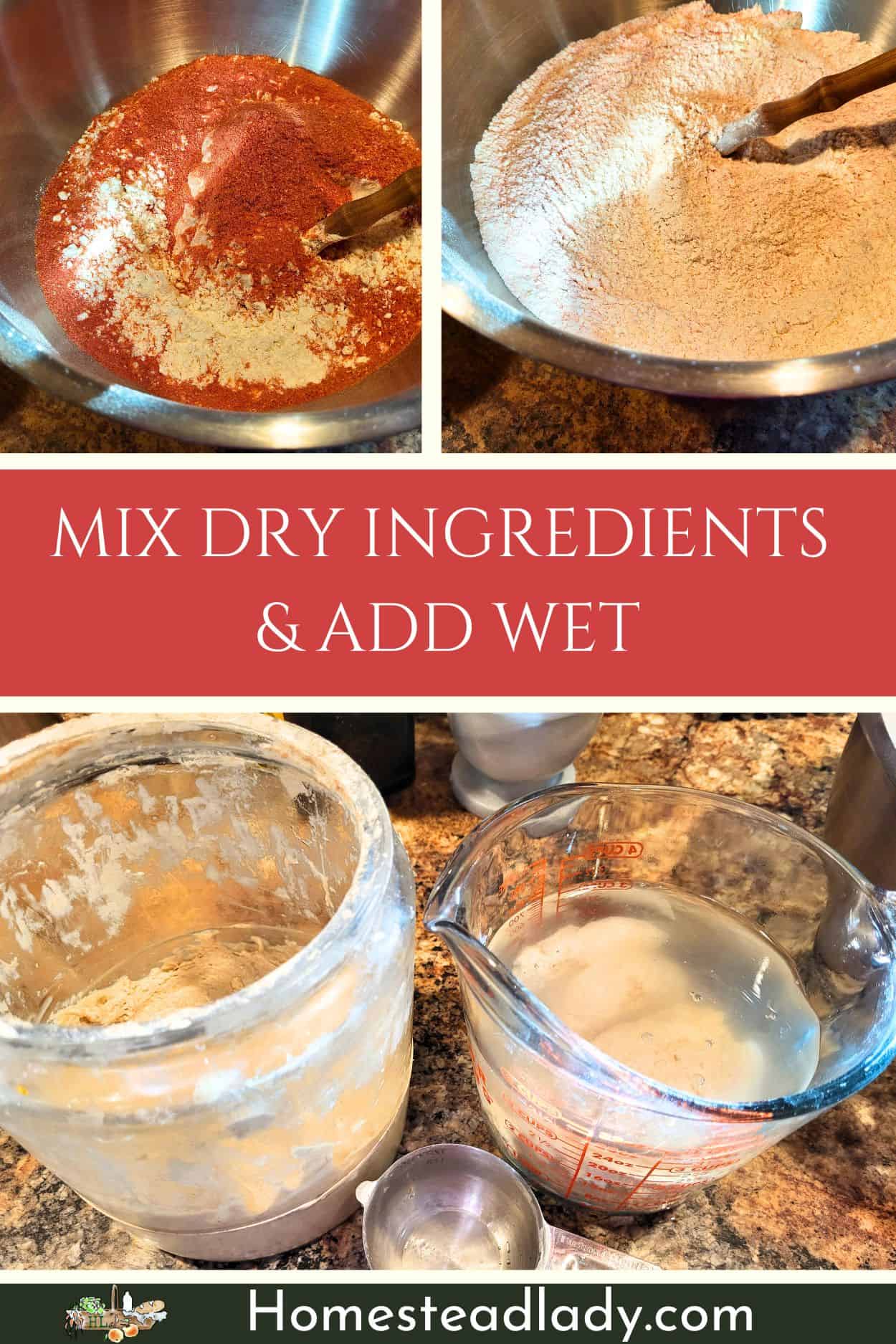 sourdough heart shaped pizza ingredients being mixed in a bowl