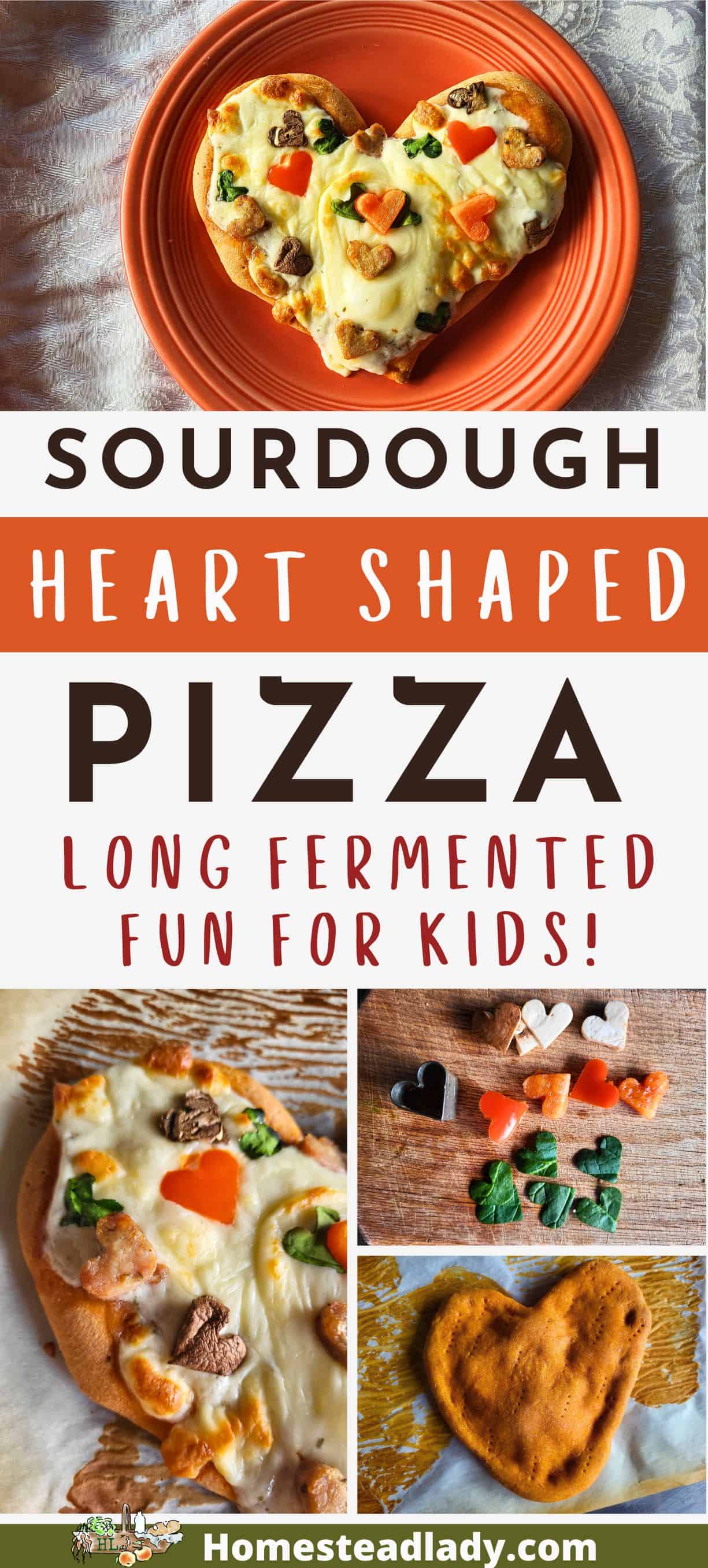 sourdough heart shaped pizza collage