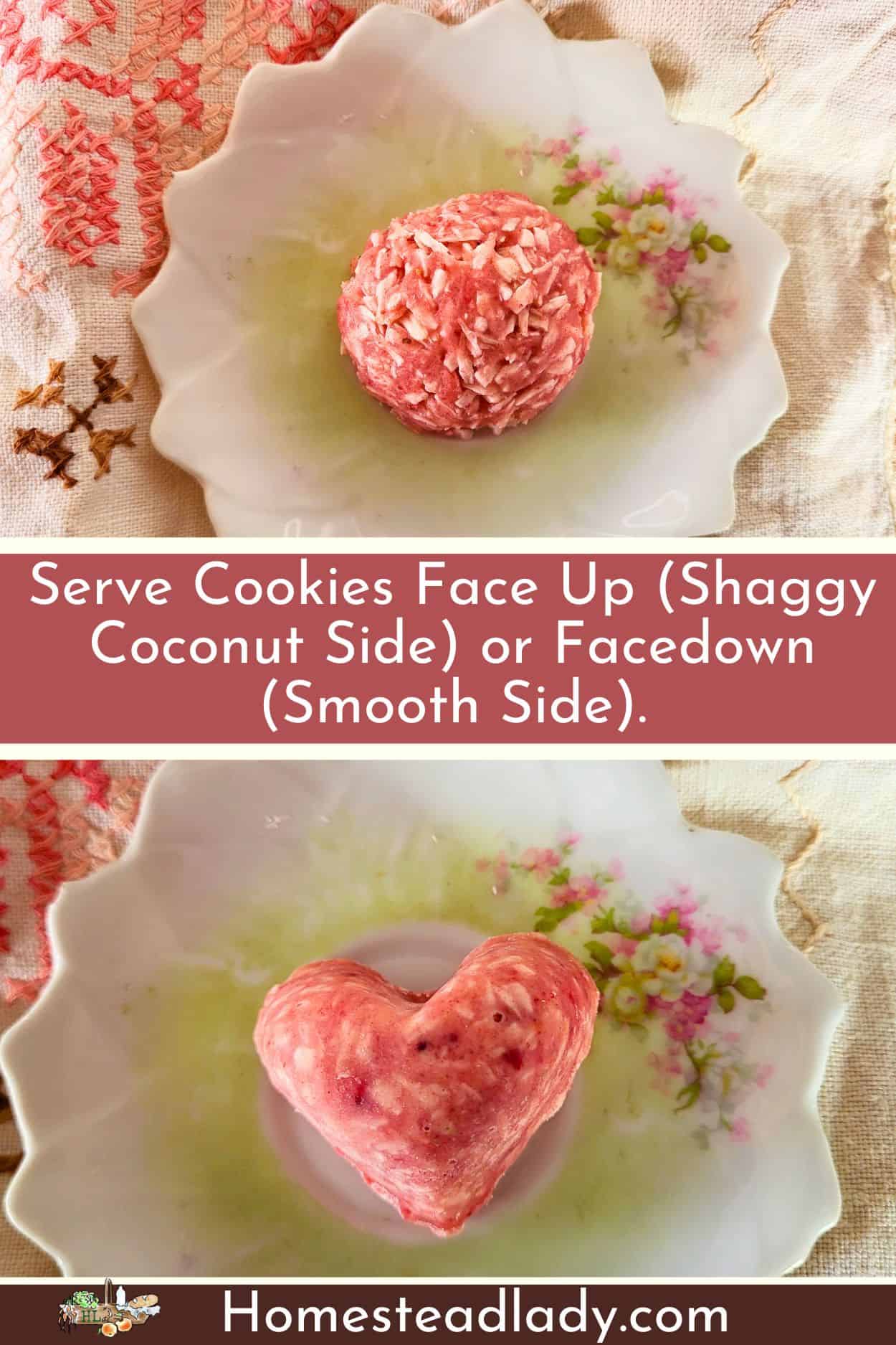 strawberry keto no bake cookies on a little plate