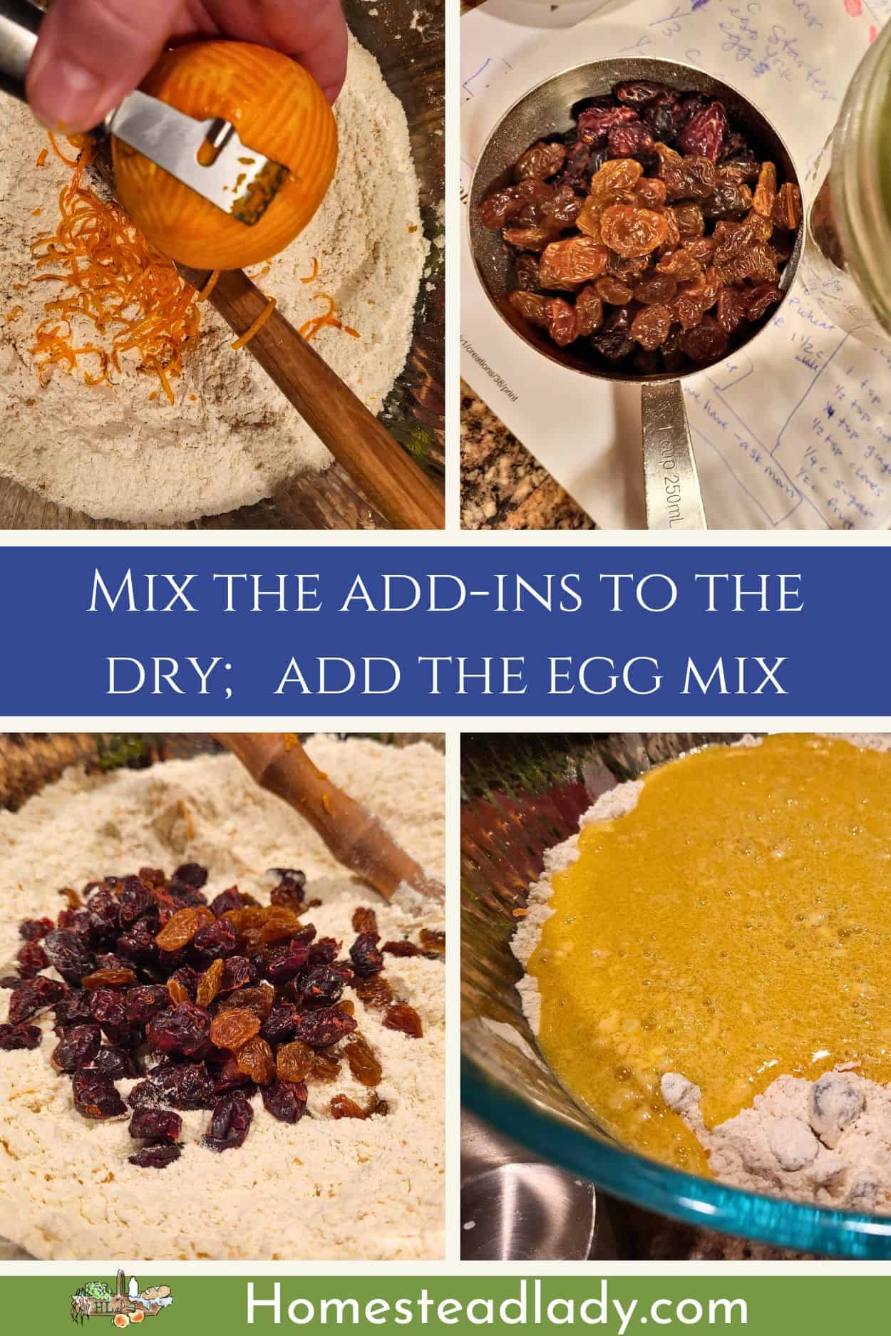 collage of ingredients for soudough Colomba Pasquale bread