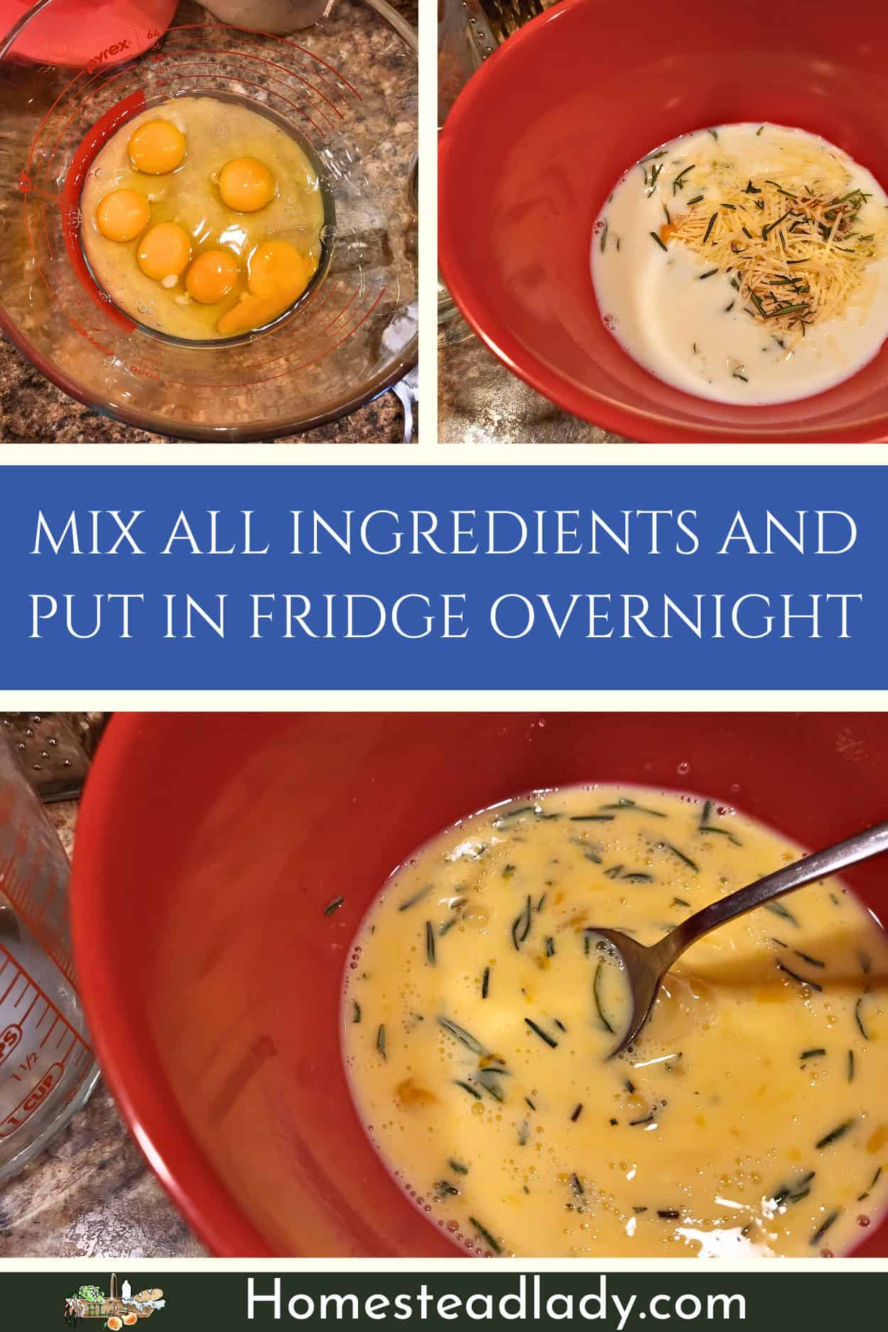 sourdough Yorkshire pudding ingredients in a red bowl