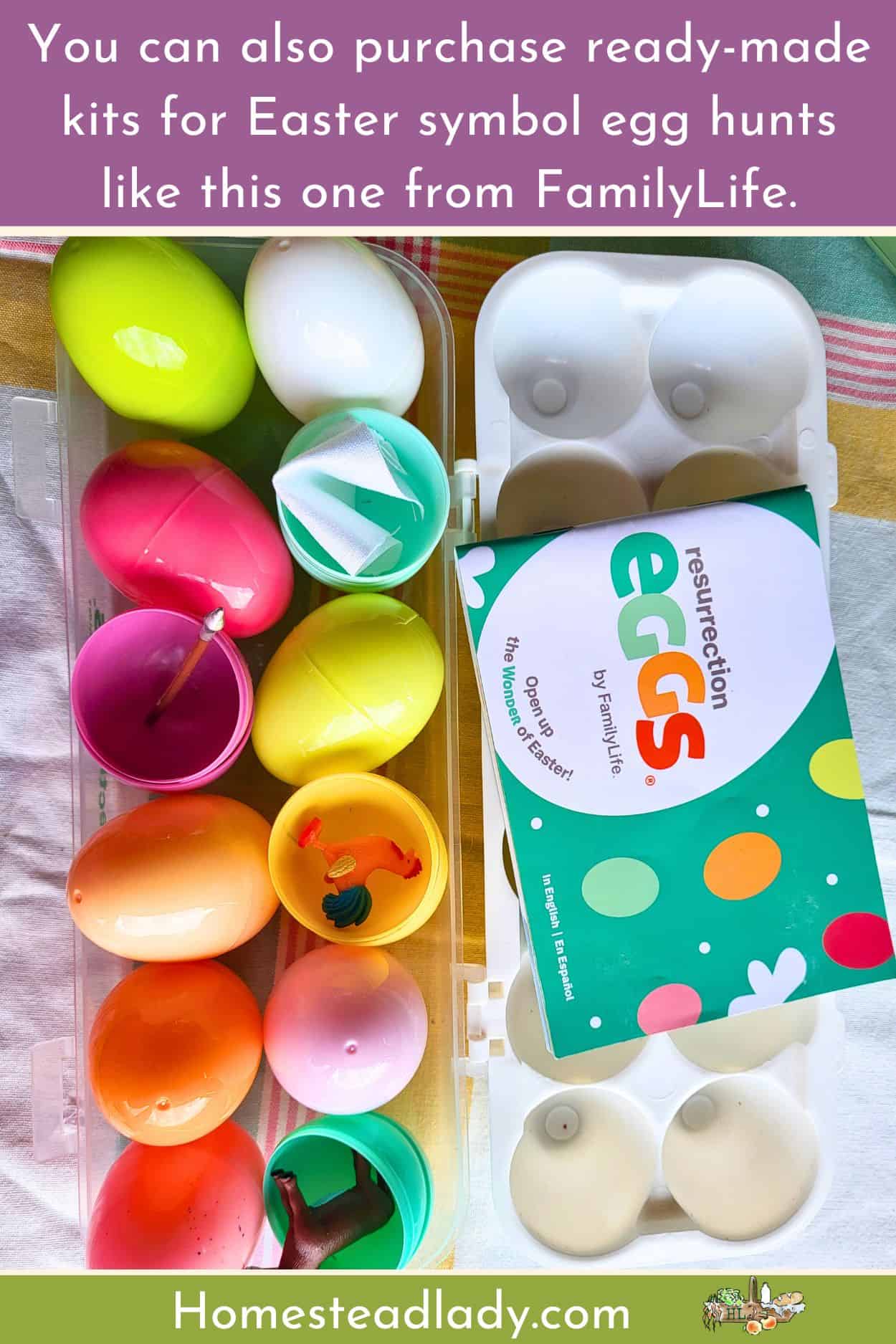 Easter symbol kit open on a table