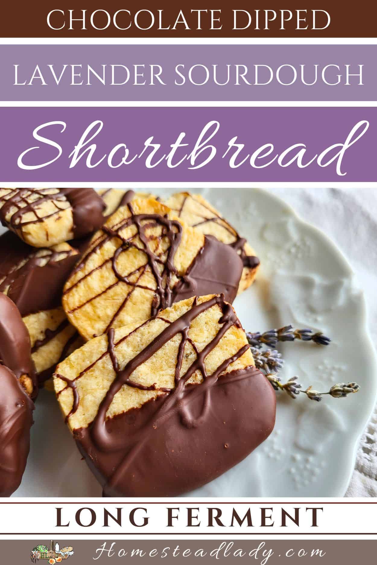 lavender sourdough shortbread cookies on a white plate