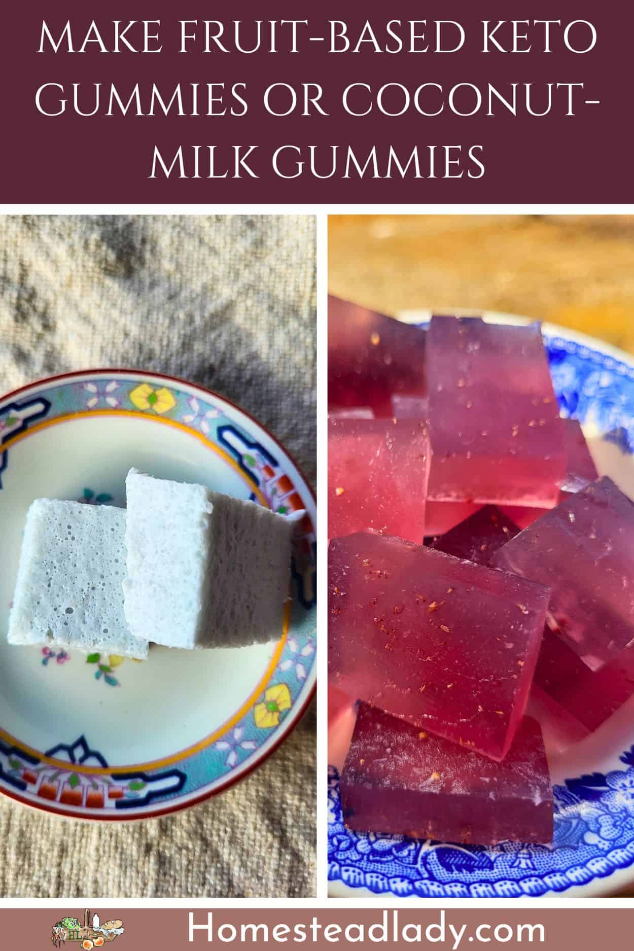 keto gummies made from fruit and made from coconut on colorful plates