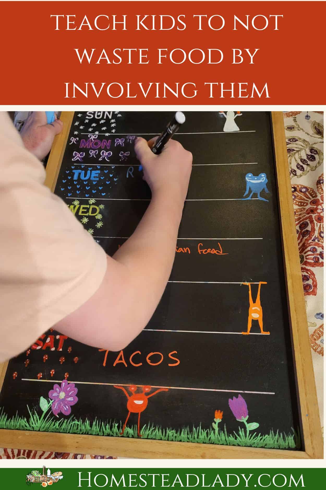 girl writing on a meal planning board