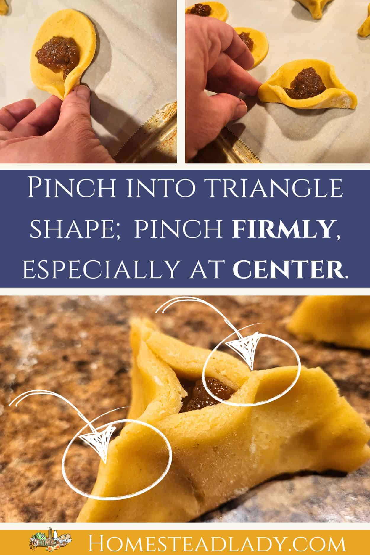 gluten free Hamantaschen cookies being shaped