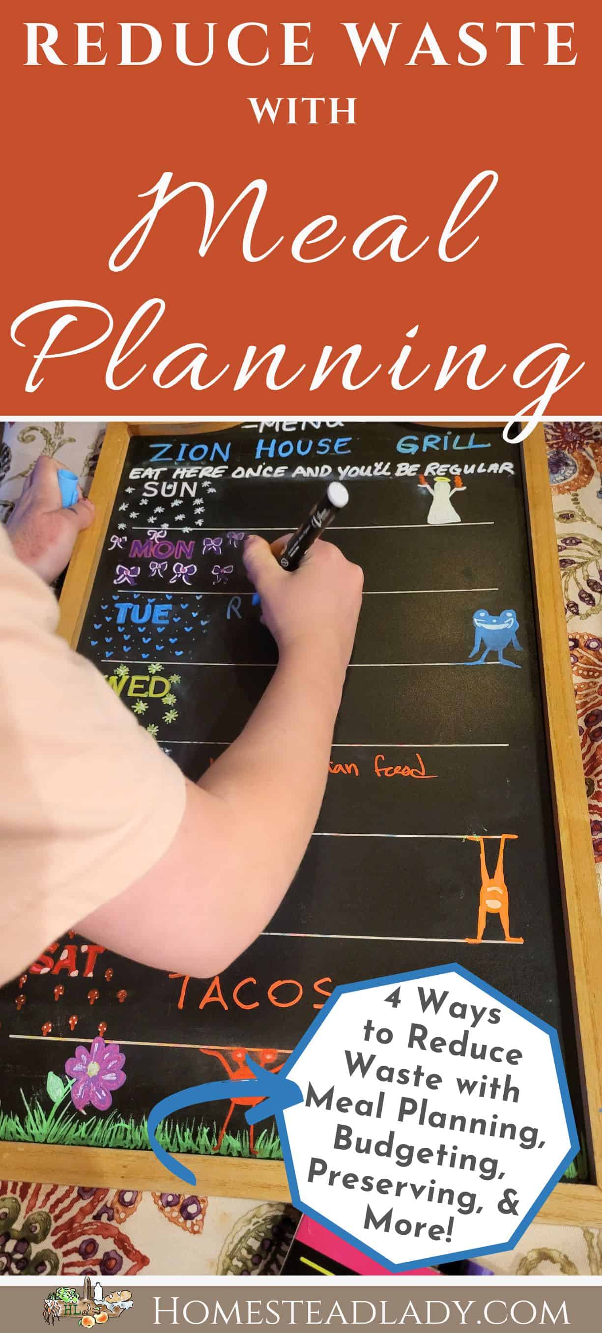 girl writing on a meal planning board